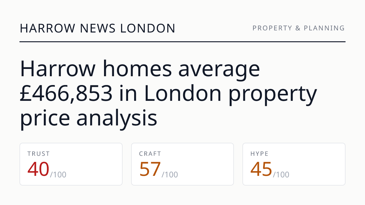 Harrow homes average £466,853 in London property price analysis