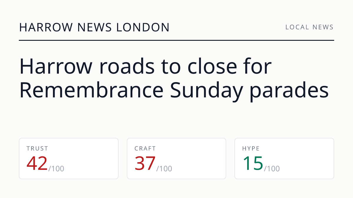 Harrow roads to close for Remembrance Sunday parades