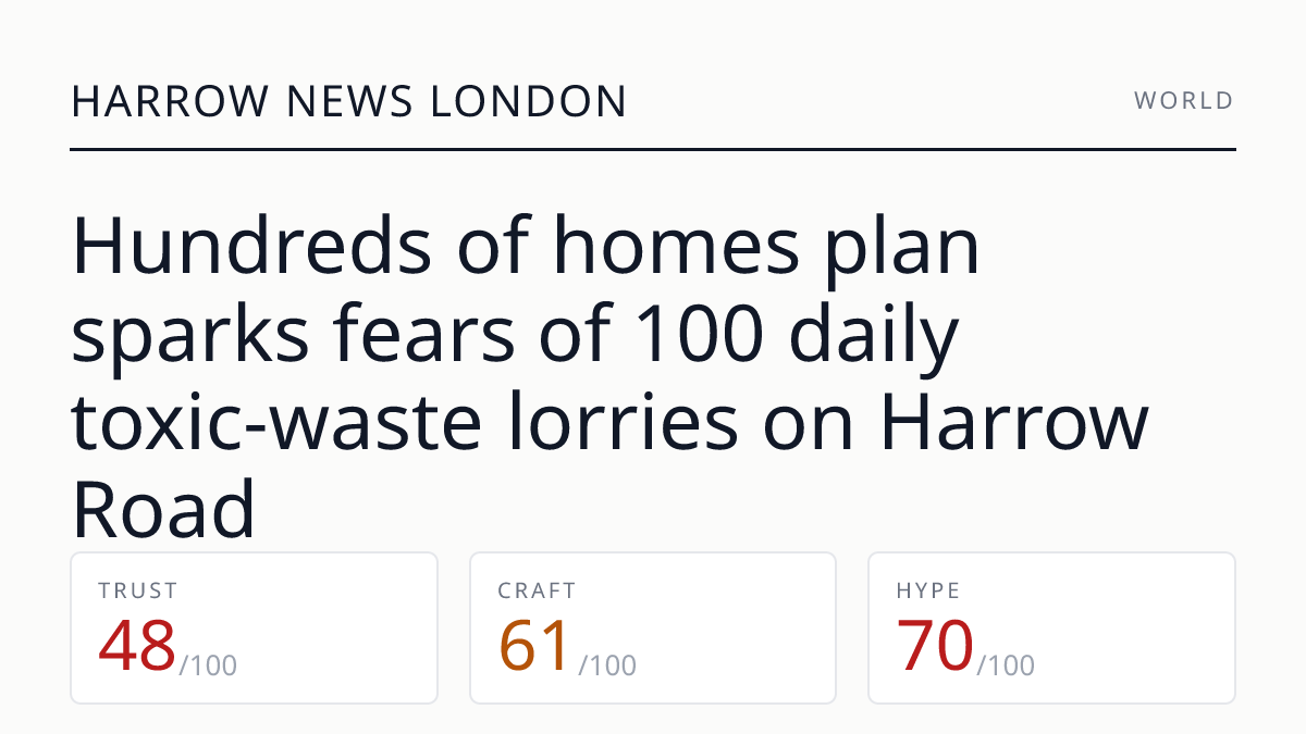Hundreds of homes plan sparks fears of 100 daily toxic‑waste lorries on Harrow Road