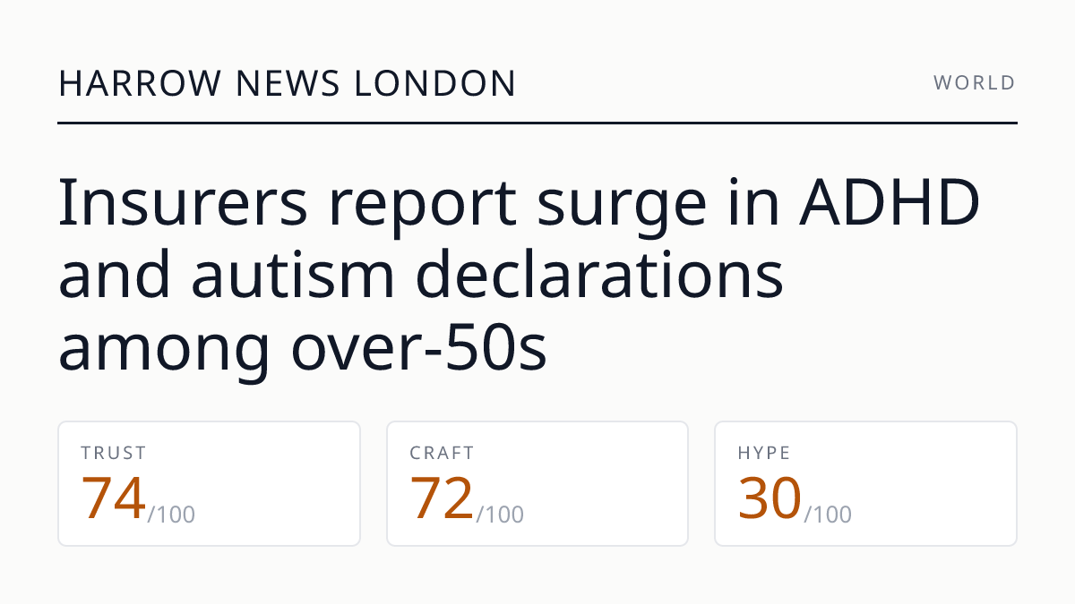 Insurers report surge in ADHD and autism declarations among over‑50s