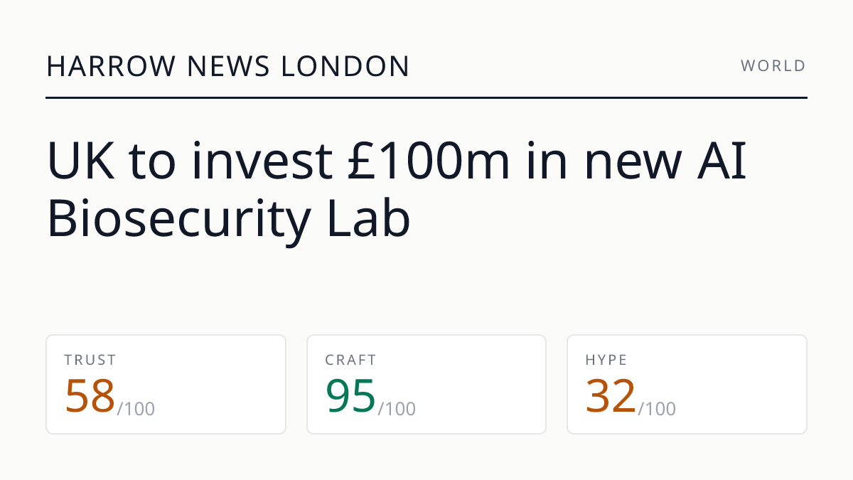 UK to invest £100m in new AI Biosecurity Lab